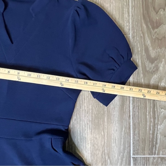 Mokayee Women’s Short Puff Sleeve Semi-Formal Fit & Flare Dress Navy Blue Size M - Picture 3 of 5